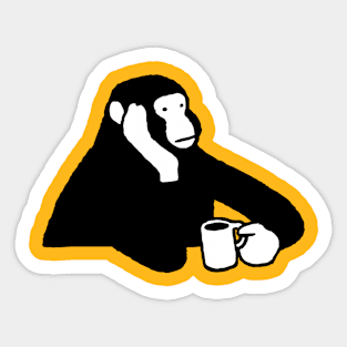 DREAMING MONKEY DRINKING COFFEE ART DRAWING Sticker